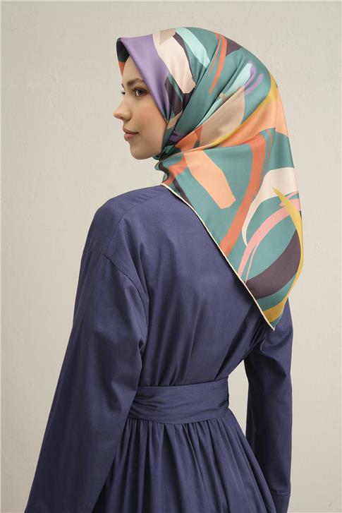 Armine Soyut Desenli Saf İpek Twill Eşarp 9328D 37