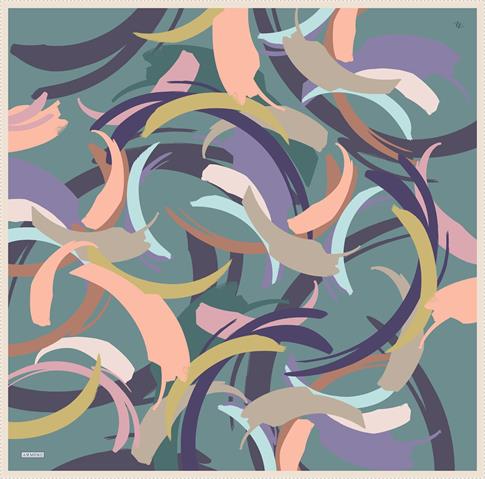 Armine Soyut Desenli Saf İpek Twill Eşarp 9328D 37