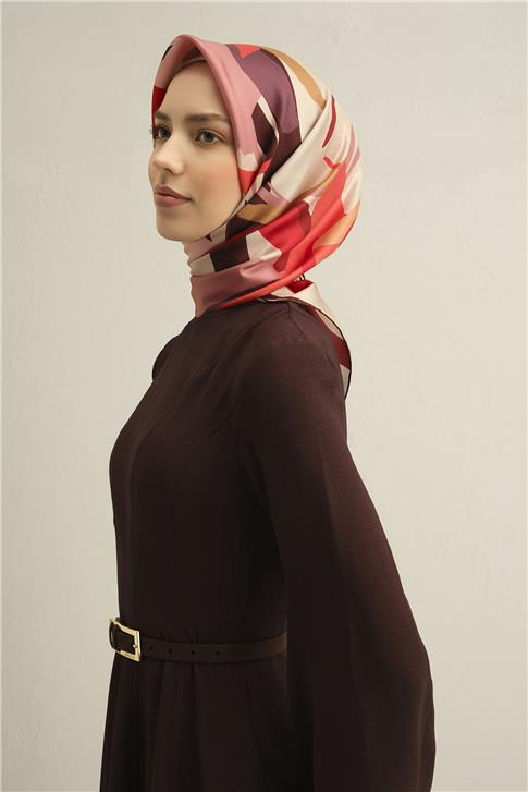 Armine Soyut Desenli Saf İpek Twill Eşarp 9328D 83