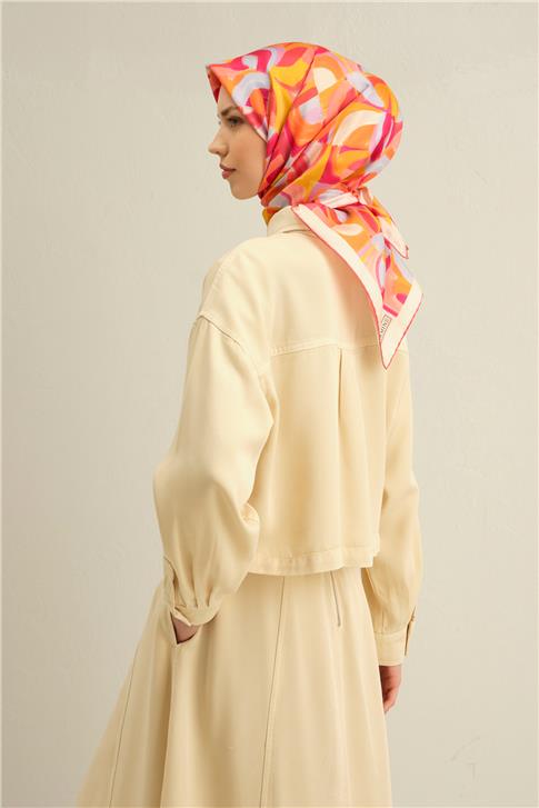 Armine Geometrik Desenli Saf İpek Twill Eşarp 9329D 31