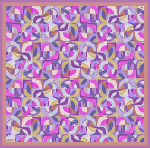 Armine Geometrik Desenli Saf İpek Twill Eşarp 9329D 32
