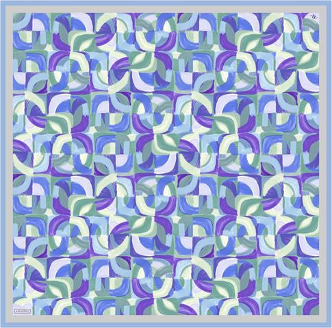 Armine Geometrik Desenli Saf İpek Twill Eşarp 9329D 33