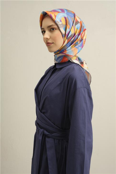 Armine Geometrik Desenli Saf İpek Sura Eşarp 9329D 01 