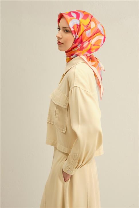 Armine Geometrik Desenli Saf İpek Sura Eşarp 9329D 31