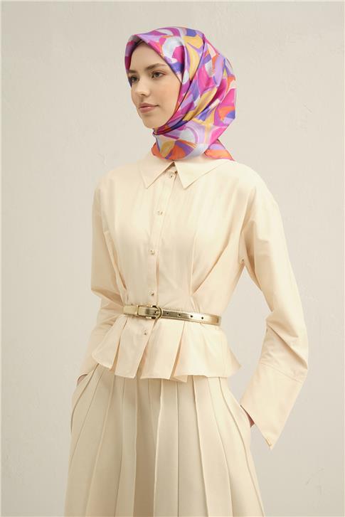 Armine Geometrik Desenli Saf İpek Sura Eşarp 9329D 32