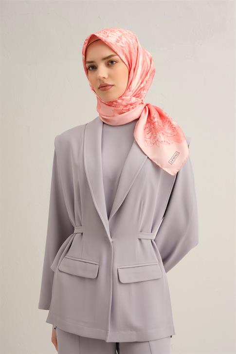 Armine Çiçek Desenli Saf İpek Twill Eşarp 9330D 09