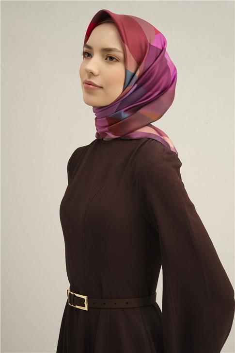 Armine Geometrik Desenli Saf İpek Twill Eşarp 9331D 31
