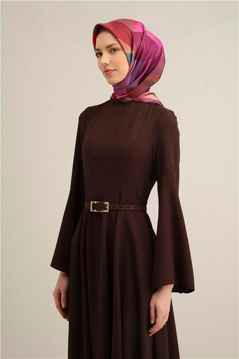 Armine Geometrik Desenli Saf İpek Twill Eşarp 9331D 31