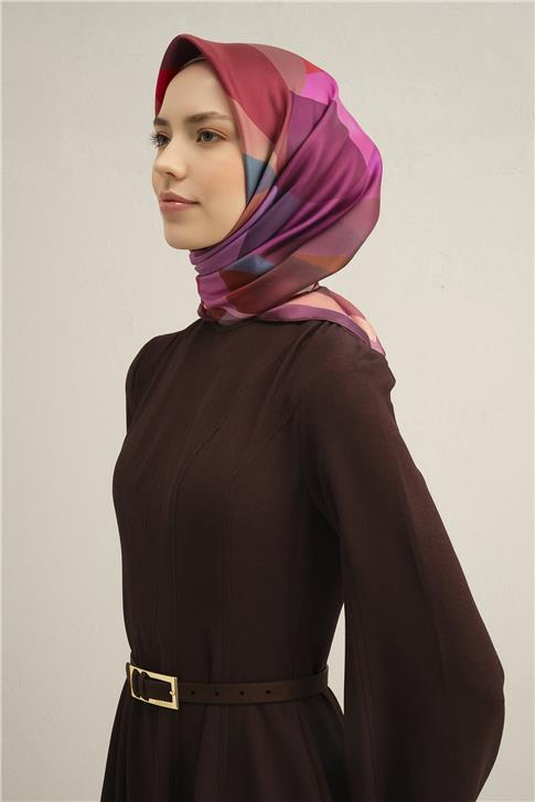 Armine Geometrik Desenli Saf İpek Twill Eşarp 9331D 31