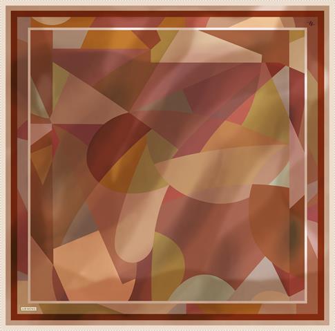 Armine Geometrik Desenli Saf İpek Twill Eşarp 9331D 33