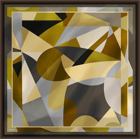 Armine Geometrik Desenli Saf İpek Twill Eşarp 9331D 57