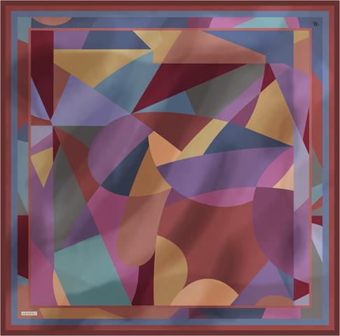 Armine Geometrik Desenli Saf İpek Twill Eşarp 9331D 80 
