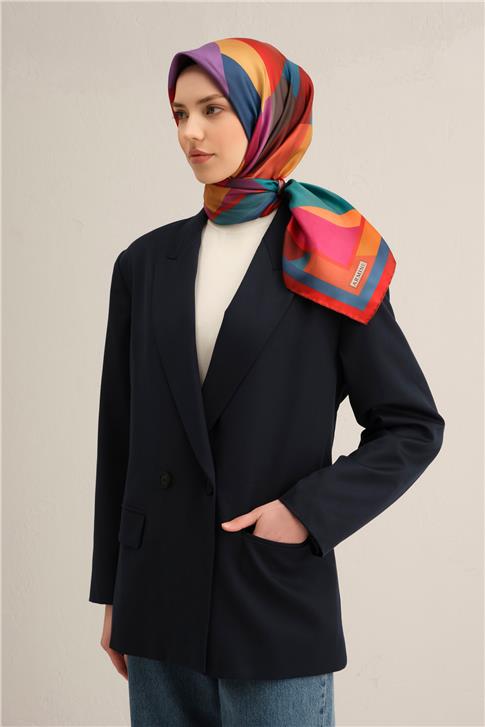 Armine Geometrik Desenli Saf İpek Twill Eşarp 9331D 80 