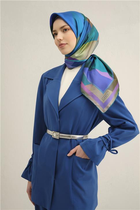 Armine Geometrik Desenli Saf İpek Twill Eşarp 9331D 81 
