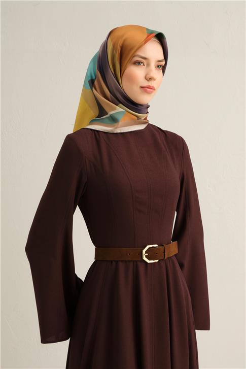 Armine Geometrik Desenli Saf İpek Sura Eşarp 9331D 04