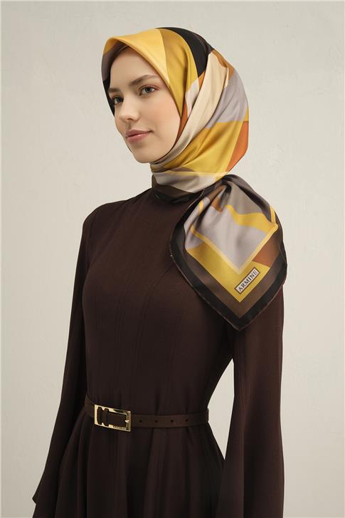 Armine Geometrik Desenli Saf İpek Sura Eşarp 9331D 57