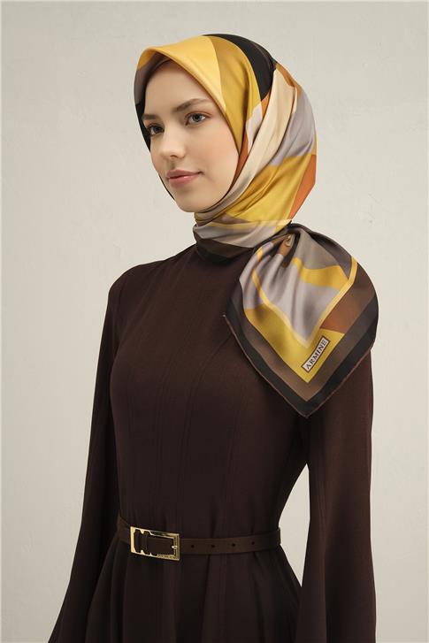 Armine Geometrik Desenli Saf İpek Sura Eşarp 9331D 57