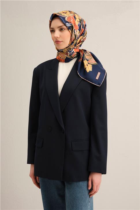 Armine Çiçek Desenli Saf İpek Twill Eşarp 9332D 37