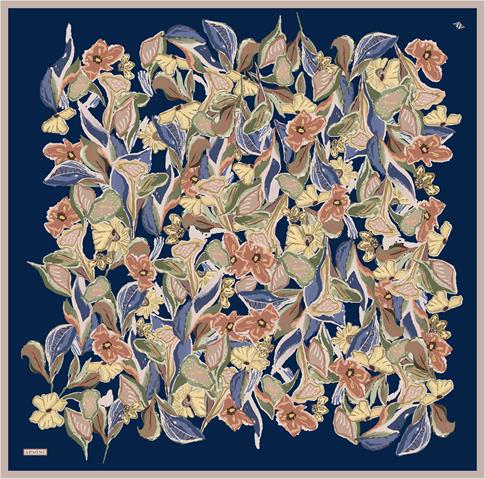 Armine Çiçek Desenli Saf İpek Twill Eşarp 9332D 37