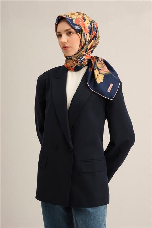 Armine Çiçek Desenli Saf İpek Twill Eşarp 9332D 37