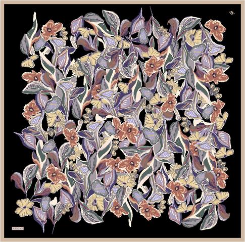 Armine Çiçek Desenli Saf İpek Twill Eşarp 9332D 38