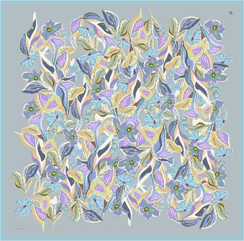 Armine Çiçek Desenli Saf İpek Twill Eşarp 9332D 80