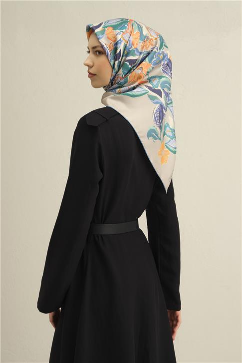 Armine Çiçek Desenli Saf İpek Sura Eşarp 9332D 81