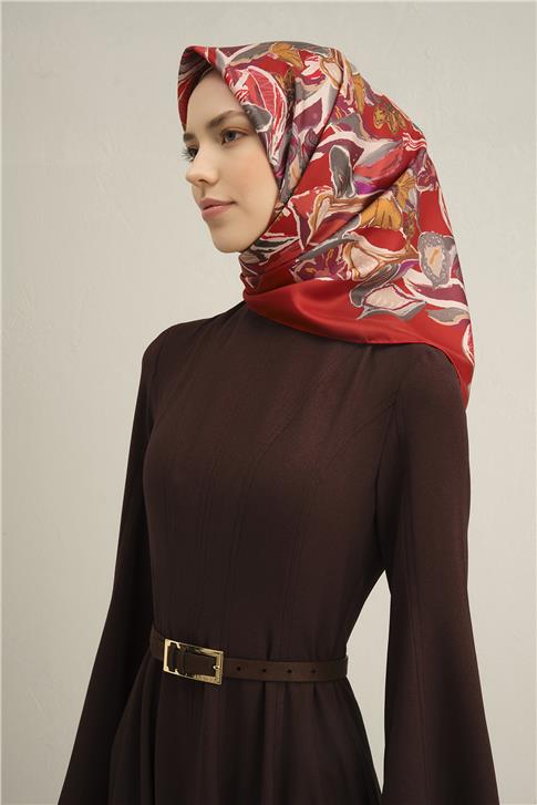 Armine Çiçek Desenli Saf İpek Sura Eşarp 9332D 85