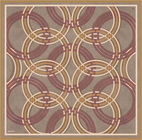 Armine Klasik Desenli Saf İpek Twill Eşarp 9333D 03