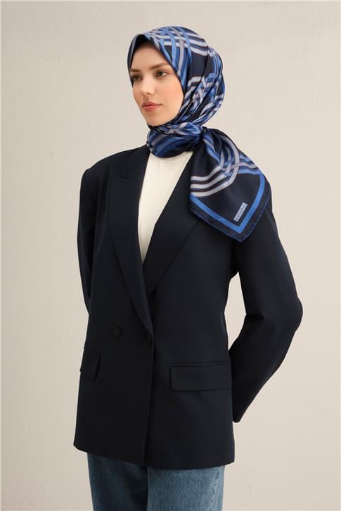 Armine Klasik Desenli Saf İpek Twill Eşarp 9333D 08