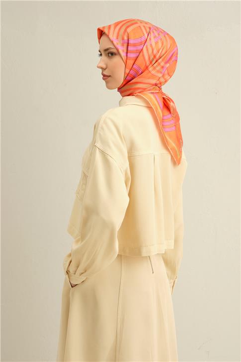 Armine Klasik Desenli Saf İpek Twill Eşarp 9333D 31