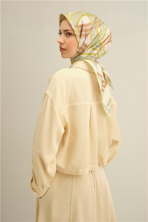 Armine Klasik Desenli Saf İpek Twill Eşarp 9333D 33
