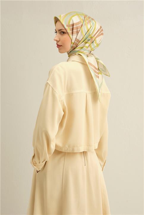Armine Klasik Desenli Saf İpek Twill Eşarp 9333D 33