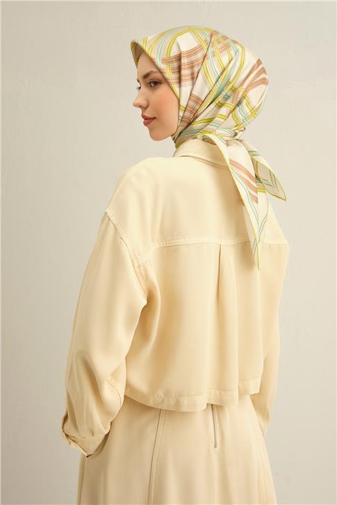 Armine Klasik Desenli Saf İpek Twill Eşarp 9333D 33