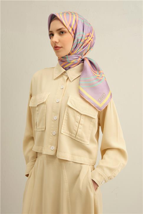 Armine Klasik Desenli Saf İpek Twill Eşarp 9333D 51