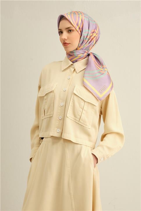 Armine Klasik Desenli Saf İpek Twill Eşarp 9333D 51