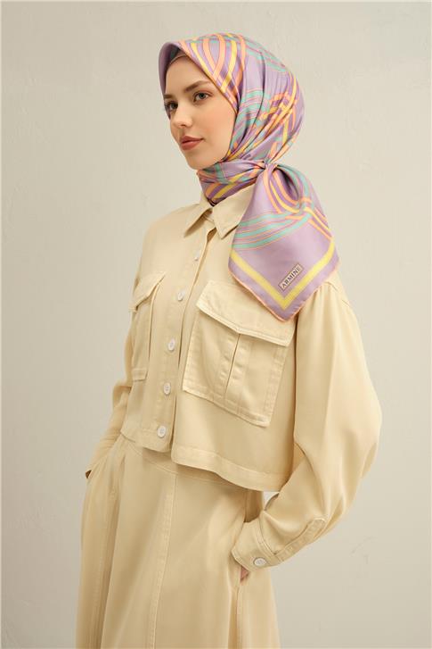 Armine Klasik Desenli Saf İpek Twill Eşarp 9333D 51