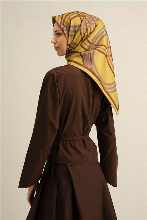 Armine Klasik Desenli Saf İpek Twill Eşarp 9333D 56