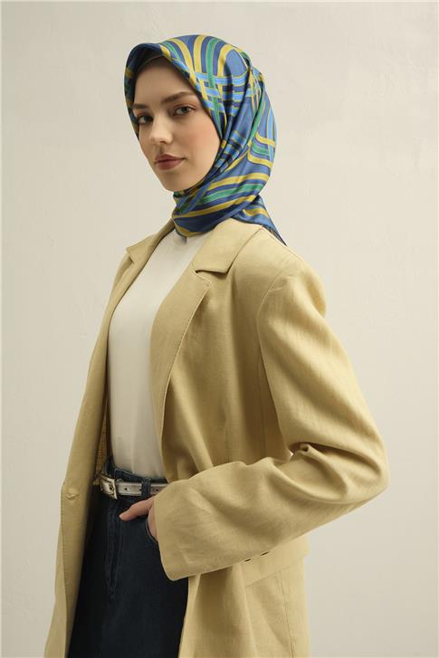 Armine Klasik Desenli Saf İpek Twill Eşarp 9333D 80