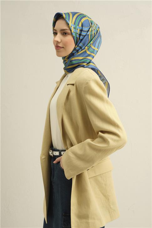 Armine Klasik Desenli Saf İpek Twill Eşarp 9333D 80