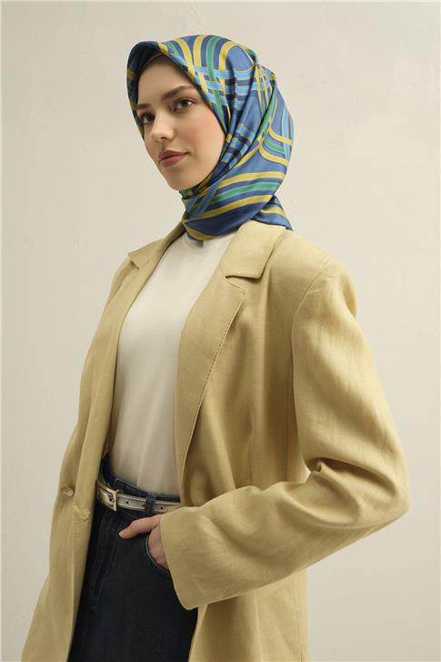 Armine Klasik Desenli Saf İpek Twill Eşarp 9333D 80