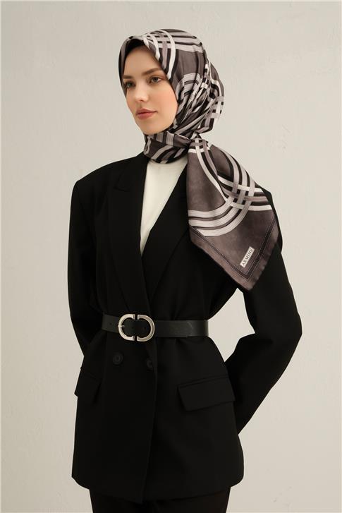 Armine Klasik Desenli Saf İpek Twill Eşarp 9333D 85