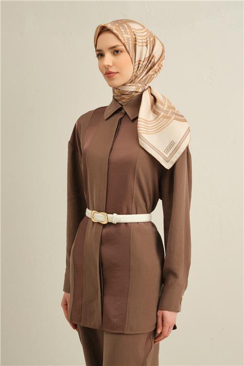 Armine Klasik Desenli Saf İpek Sura Eşarp 9333D 04