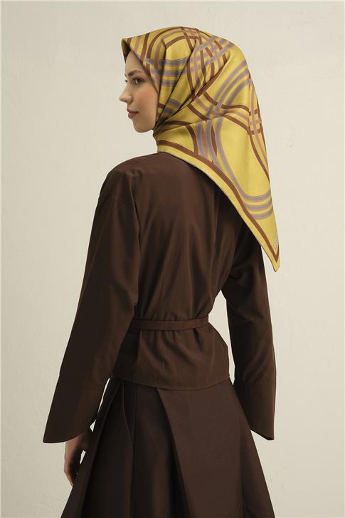 Armine Klasik Desenli Saf İpek Sura Eşarp 9333D 56