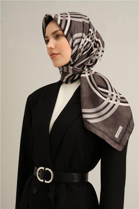 Armine Klasik Desenli Saf İpek Sura Eşarp 9333D 85