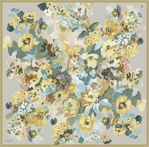Armine Çiçek Desenli Saf İpek Twill Eşarp 9334D 07