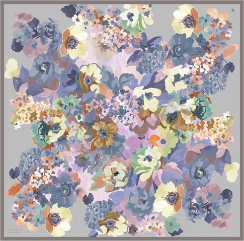 Armine Çiçek Desenli Saf İpek Twill Eşarp 9334D 32