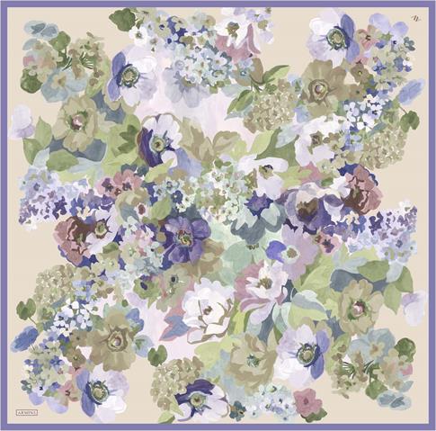 Armine Çiçek Desenli Saf İpek Twill Eşarp 9334D 33 