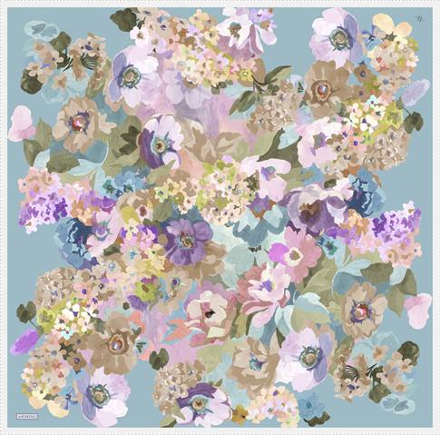 Armine Çiçek Desenli Saf İpek Twill Eşarp 9334D 34 