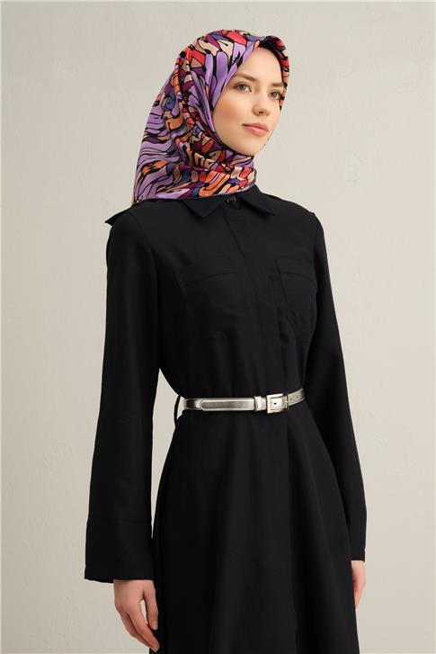 Armine Soyut Desenli Saf İpek Twill Eşarp 9335D 06